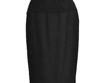 VINTAGE VALENTINO SKIRT s 80s Black Wool ruched pencil midi Italian designer Office Goth siren officecore rockabilly pinup 26 w 8 sz Small