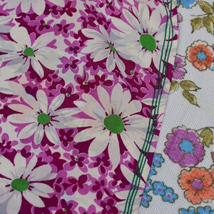 DAISY PRINT SCARF 40s vintage Cold Rayon purple white green grey Floral 1940s novelty print rockabilly pinup 27 x 24 inches image 4