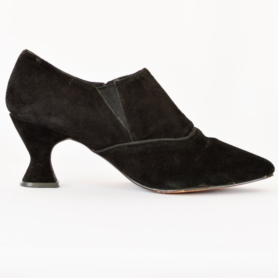 VINTAGE GOTH SHOES 8 90s whimsigoth black suede F… - image 5