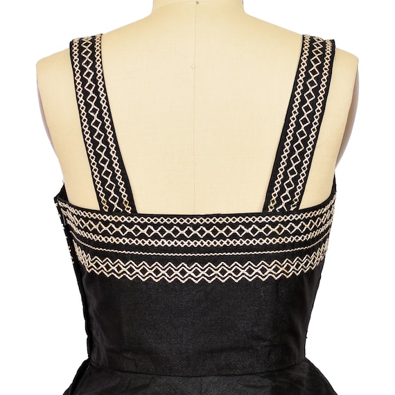 1950s MEXICAN DRESS xs s Vintage black full skirt… - image 6