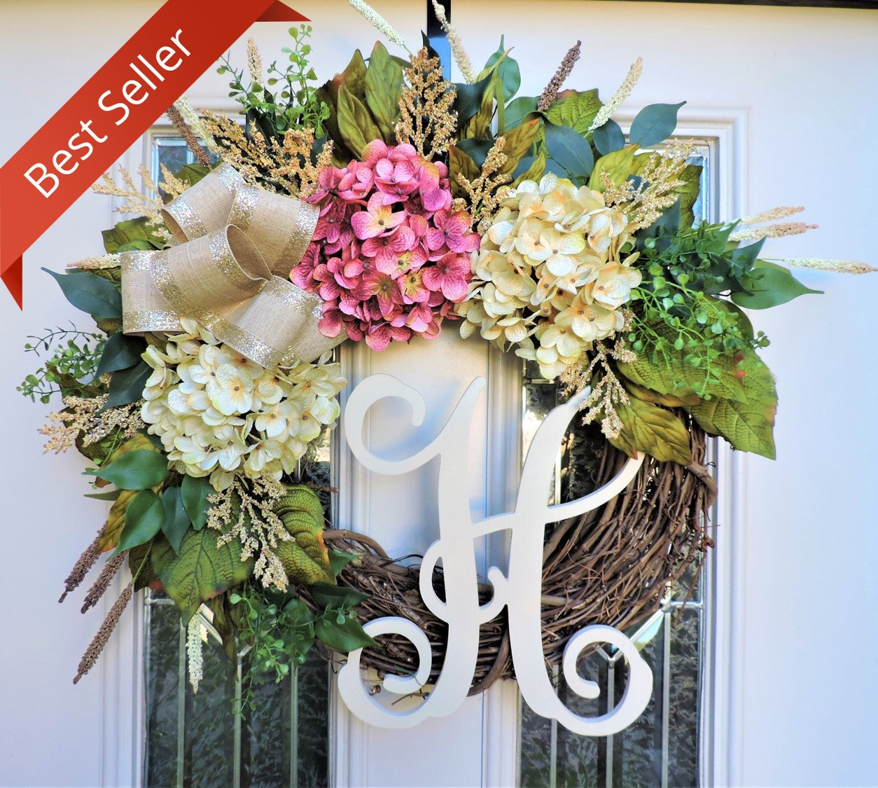 Summer Wreath Front Door Wreath Double Door Monogram Wreath Housewarming Gift Large Grapevine Wreath Farmhouse Wreath For Door Wreaths