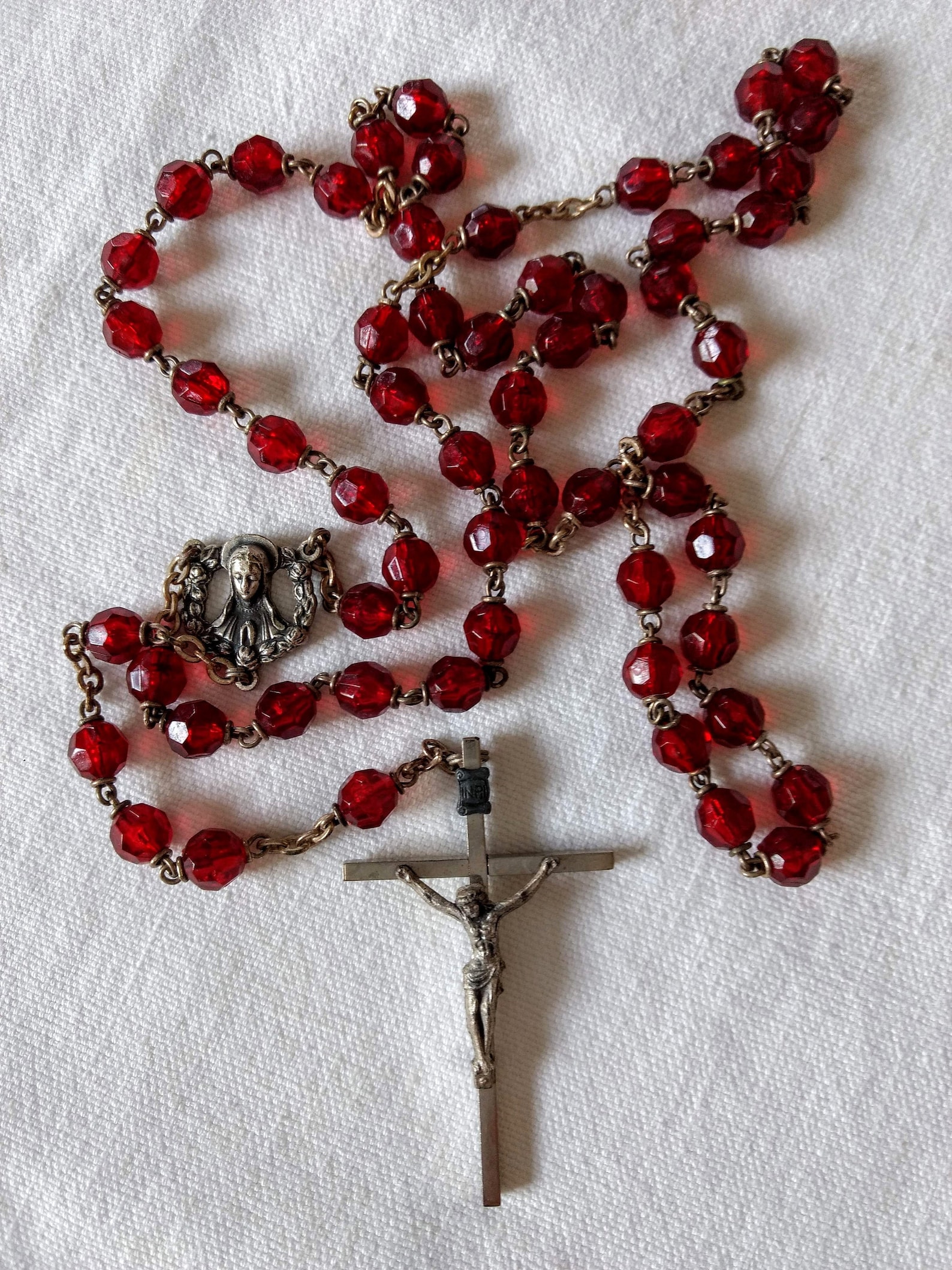 Vintage Rosary Made in Italy Red translucent beads with Etsy