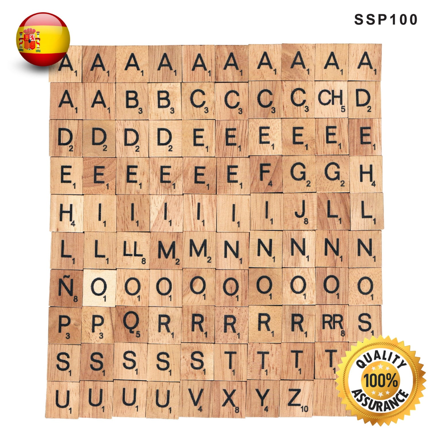 100 Pcs Custom Wooden Scrabble tiles Spanish language letter Etsy
