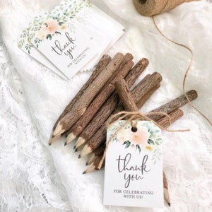 Wooden Black Pencils 5 inch Long Pack 12 piece - Real Wood Pencils Unique Rustic Wood Pencils Craft Writing Best Lumberjack Party Supplies