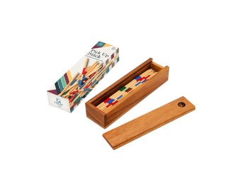 HB3F Wooden Family Board Game – Mikado Pick-Up Sticks, Durable Solid-Wood Game for All Ages