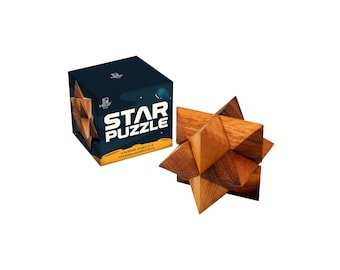 HB3F Wooden Star Puzzle – Handcrafted 3D Interlocking Hand Puzzles for Kids & Adults Decoration with package Gift Ready