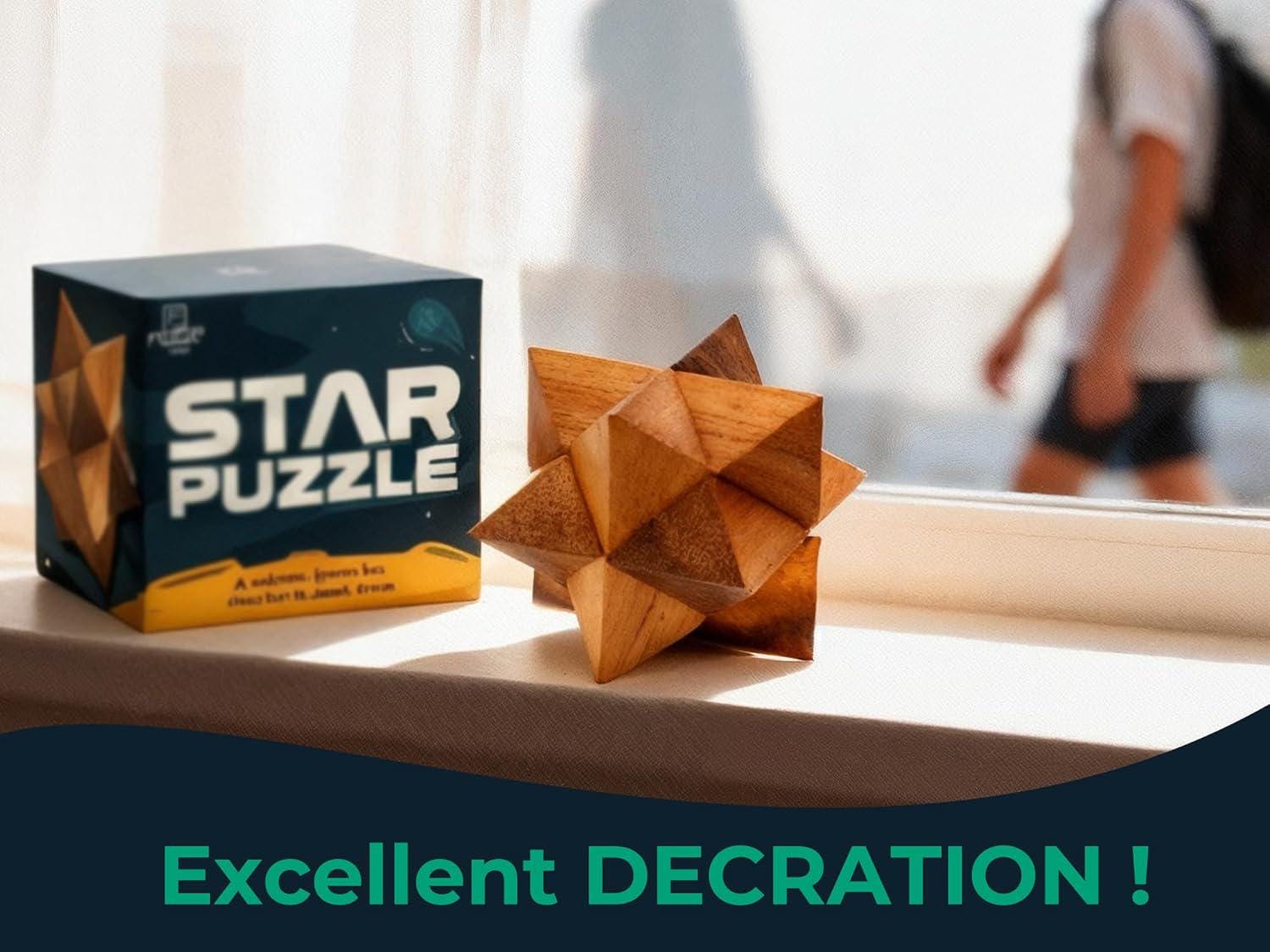 HB3F Wooden Star Puzzle – Handcrafted 3D Interlocking Hand Puzzles