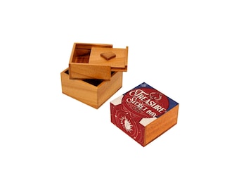 HB3F Handcrafted Acacia Wood Puzzle Box – Hidden Compartments, Gift Hiding