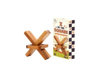 HB3F Wooden X-Cross Impossible Puzzle – X Factor in the Square 3D Interlocking Brain Teaser