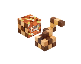 Wooden Snake Puzzle Cube - 3D Brain Teaser, Portable Fidget Toy