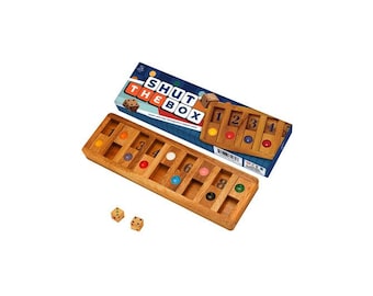 HB3F Handcrafted Wooden Shut The Box Board Game – Educational & Fun Natural Wood Family Game Decoration