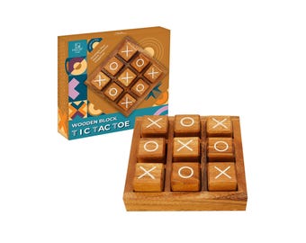 Handcrafted Wooden Tic Tac Toe Game – Family Game Night Decor