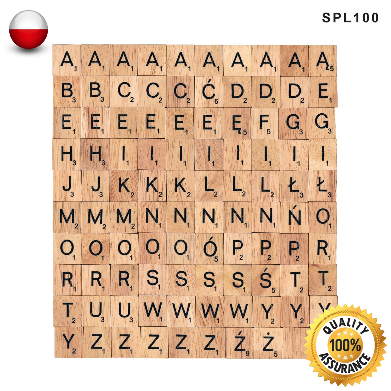 100 Pcs Custom Wooden Scrabble Tiles Polish Language Letter Etsy