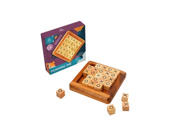 Handcrafted Acacia Wood Tic Tac Toe Game - Coffee Table Decor