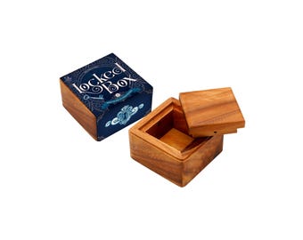 HB3F Handcrafted Acacia Wooden Puzzle Box – Secret Compartment, Hidden Gift