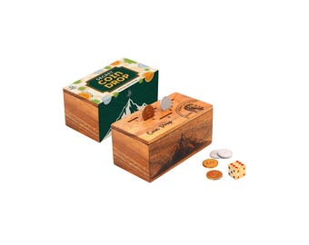 HB3F Handcrafted Wooden Coin Drop Dice Game – Rustic Tabletop Bar Game for Adults & Families
