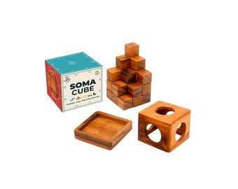 Handcrafted Wooden Soma Cube Puzzle - 3D Brain Teaser