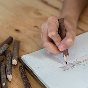 Wooden Black Pencils 3 inch Long Pack 12 piece - Real Wood Pencils Unique Rustic Wood Pencils Craft Writing Best Lumberjack Party Supplies