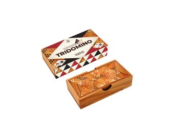 Wooden Triangular Dominoes Game - Handcrafted Travel Set