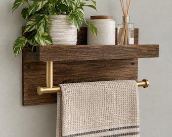 Hand Towel Rod with Shelf | The PAPE | Paper Towel Rack Cleaning Storage Wall Mounted Metal Bar
