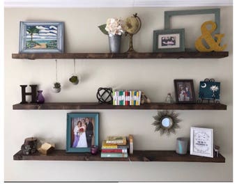 Floating Shelf | Kitchen Shelves Ledge Shelves Rustic Modern Farmhouse Nursery Fixer Upper Bar Open Shelving