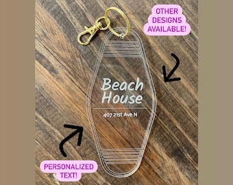 Acrylic Keychain : Beach House, Lake House, Our First Home, Mountain House, Housewarming Gift, Personalized Hotel Key Keychain Vintage