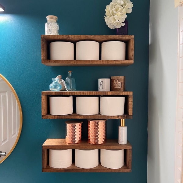 Toilet Paper Shelf | The John| Shadow Box Wood Shelving Bathroom Nursery Decor Shelves TP Holder