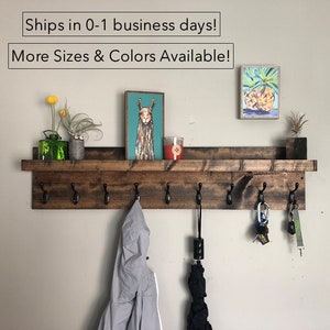 Coat Rack with Shelf The Ed Key Holder Entryway Organizer Towel Rack Key Hooks Wall Mounted Leash Mask Holder Rustic Modern With Storage WITH shelf