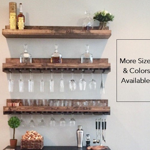 UNDER Mounted Rustic Wood Wine Rack Hanging Stemware Etsy