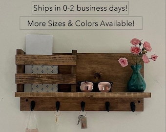 Entryway, Key Rack & Mail Organizer Coffee Mug Hanger| The Madison | Key Hooks Wall Mounted Coat Rack Leash Holder Rustic Command Center