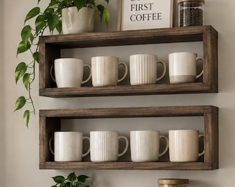Coffee Mug Shelf | The JOHN | Shadow Box Wood Shelving Bathroom Nursery Decor Shelves Toilet Paper Holder
