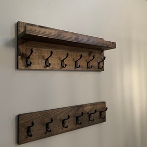 Coat Rack withOUT shelf Entryway Organizer Towel Rack Key Hooks Wall Mounted Coat Rack Catch All Leash Mask Holder Rustic Modern Unique image 6