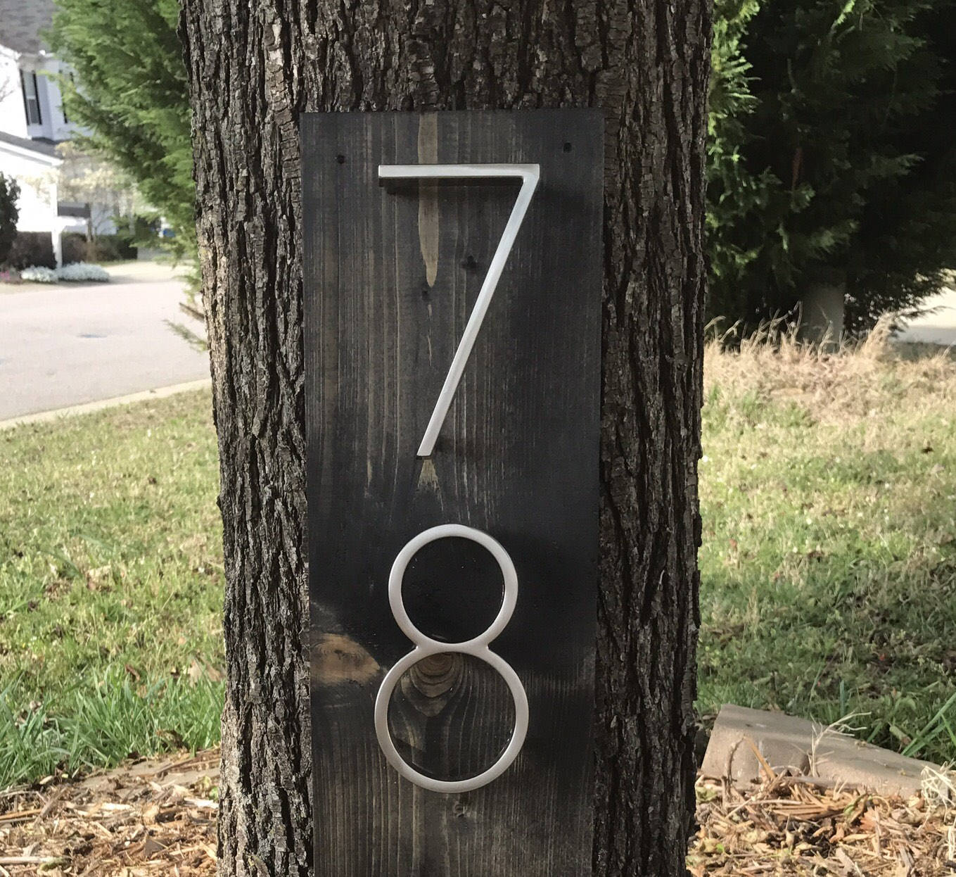 Address Plaque vertical Rustic Modern Wood & Metal Etsy