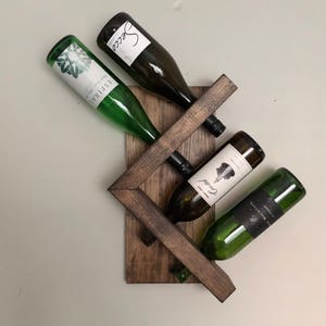 Zig Zag Wine Rack The Ziggy Zag Z Geometric Rustic Wood Wall Mounted Wine Bottle Display Chunky Primitive image 8