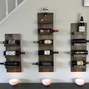 Tiered Rustic Wine and Towel Rack | The Steven | Spice Rack, Wall Mounted Bottle Holder & Display Shelf bild 3