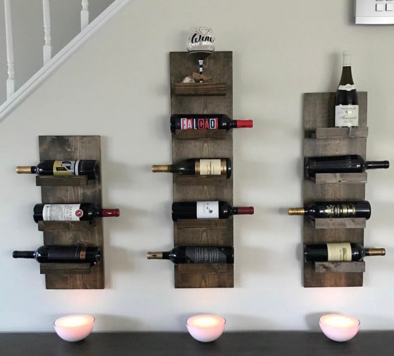 Tiered Rustic Wine and Towel Rack | The Steven | Spice Rack, Wall Mounted Bottle Holder & Display Shelf bild 3