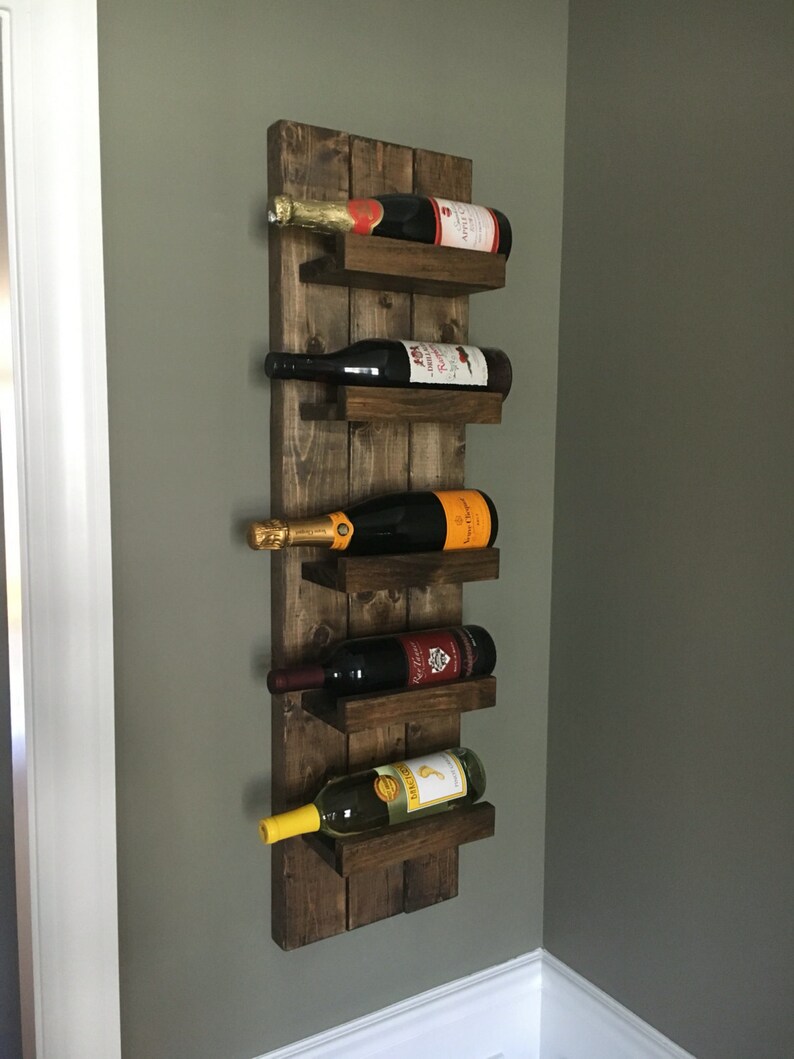 Rustic Wine Rack Spice Wall Mounted Bottle Holder Display Shelf Vertical