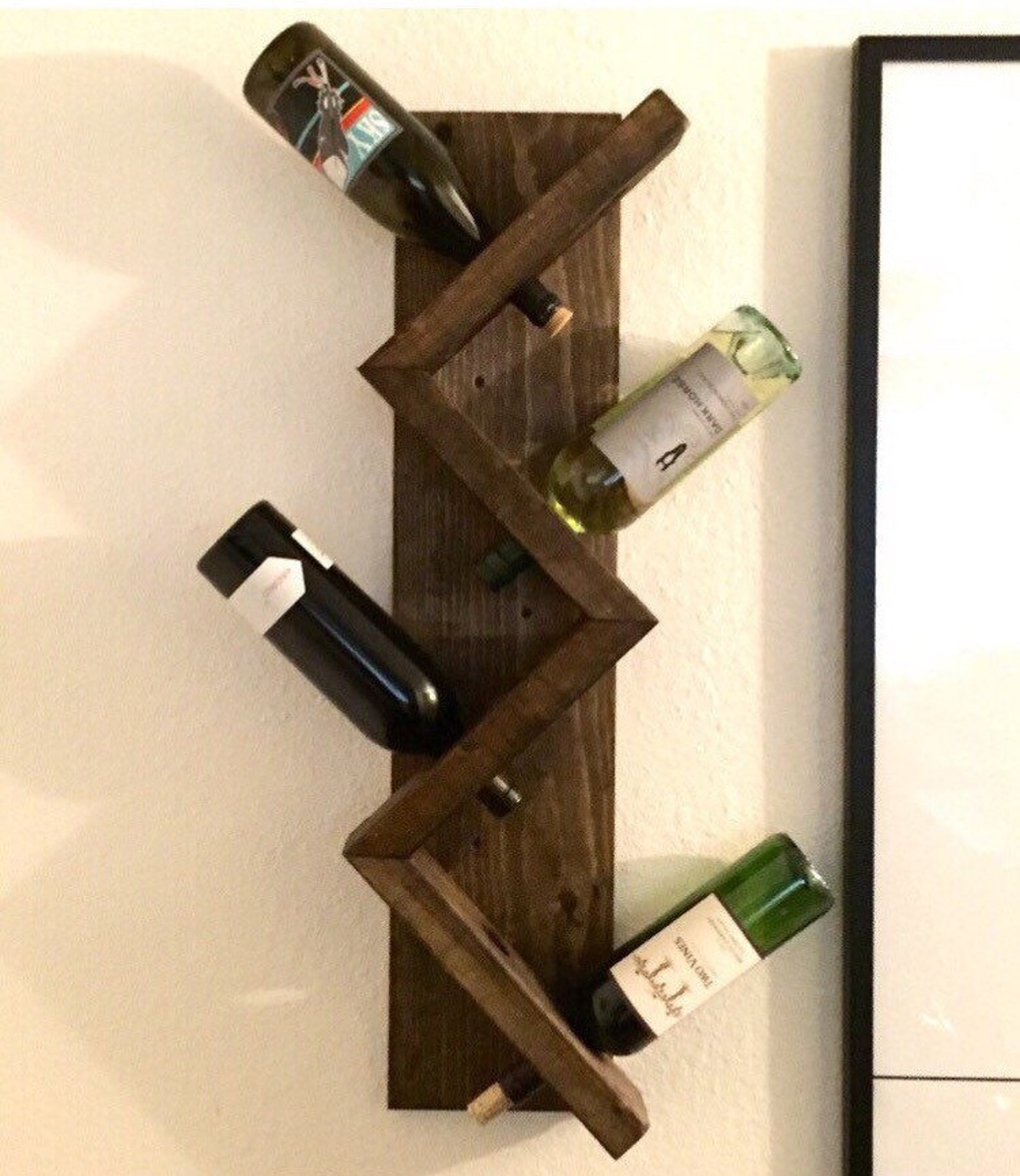 Zig Zag Wine Rack the Ziggy Zag Z Geometric Wall Mounted Etsy Canada