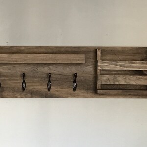 Entryway Mail Organizer The Jen Key Hooks Wall Mounted Coat Rack Catch All Leash Mask Holder Rustic Modern Unique Key Rack image 2