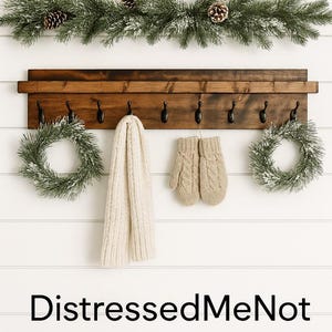 Coat Rack with Shelf | The Ed | Key Holder Entryway Organizer Towel Key Hooks Wall Mounted Leash Mask Wood image 10