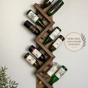 Zig Zag Wine Rack | The Ziggy Zag | Z Geometric Wall Mounted Rustic Wood Wine Bottle Display Chunky Primitive