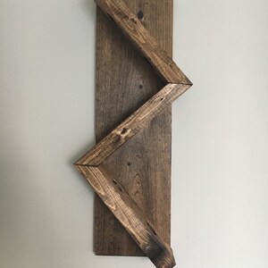 Zig Zag Wine Rack The Ziggy Zag Z Geometric Rustic Wood Wall Mounted Wine Bottle Display Chunky Primitive image 7