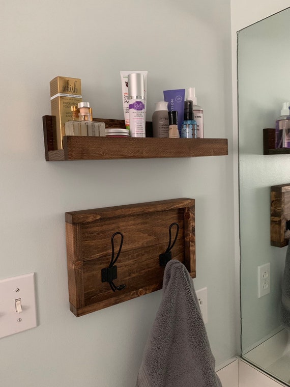 Narrow bathroom wall shelf discount