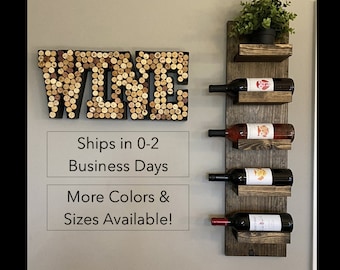 Tiered Rustic Wine Rack | The Steven | Spice Rack, Wall Mounted Wine Bottle Holder & Display Shelf Vertical