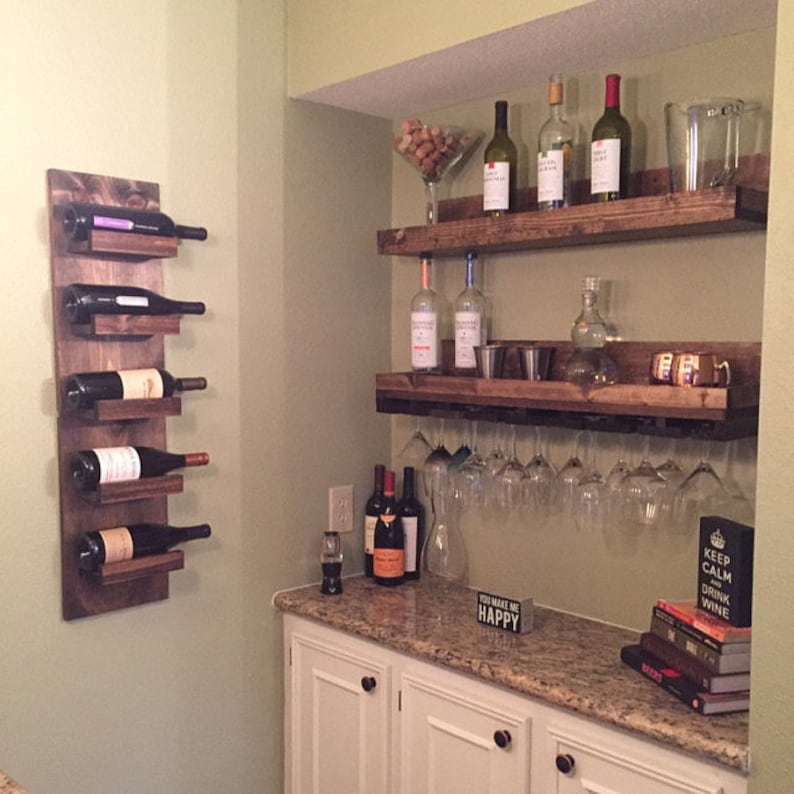 Wood Wine Rack Shelves the Ryan Wall Mounted Shelf & Etsy