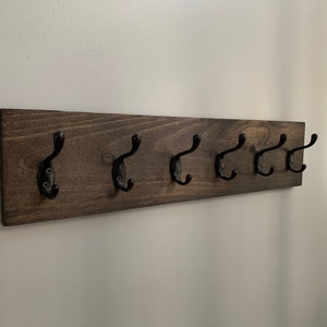 Coat Rack withOUT shelf Entryway Organizer Towel Rack Key Hooks Wall Mounted Coat Rack Catch All Leash Mask Holder Rustic Modern Unique image 2