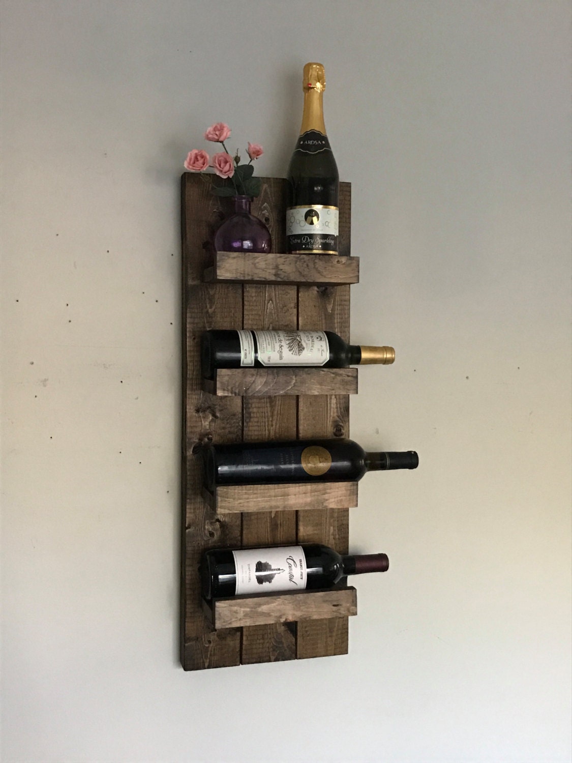 Rustic Wine Rack Spice Rack Wall Mounted Wine Bottle 
