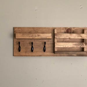 Entryway Mail Organizer The Jen Key Hooks Wall Mounted Coat Rack Catch All Leash Mask Holder Rustic Modern Unique Key Rack image 5