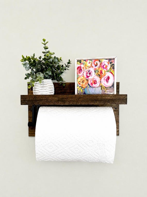 Paper Towel Holder with Shelf | The PAPE | Hand Towel Rack Cleaning Storage Wall Mounted Metal Bar