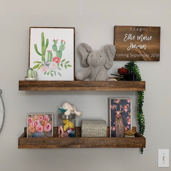 Wood Book Shelf | The Ellie | Rustic Shelving Wall Mounted Shelf & Organizer Unique Rustic Bar Shelves Kitchen Dining Bookshelf
